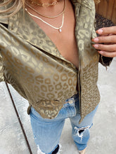 Load image into Gallery viewer, Fall Bliss Leopard Print Satin Blouse - Olive
