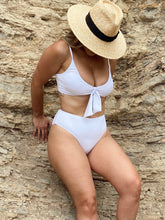 Load image into Gallery viewer, Vacay On My Mind Tie Front High Waist Swimsuit
