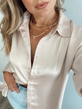 Load image into Gallery viewer, Take Me Away Satin Button Down Blouse
