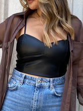 Load image into Gallery viewer, All You Need Faux Leather Crop Top - Black
