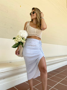 Palm Springs High Waist Gathered Midi Skirt
