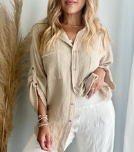Load image into Gallery viewer, Terranea Oversized Button Up Shirt - Taupe
